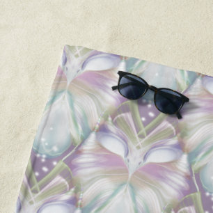 Pastel Purple Oracle Owl Pattern Beach Towel