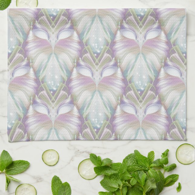 Pastel Purple Oracle Owl Pattern Kitchen Towel (Folded)