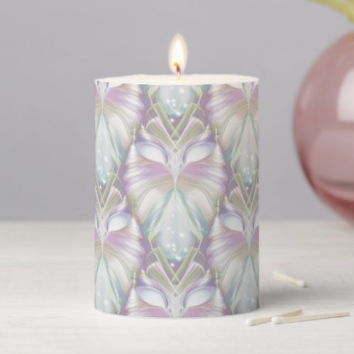 Pastel Purple Oracle Owl Pattern Pillar Candle