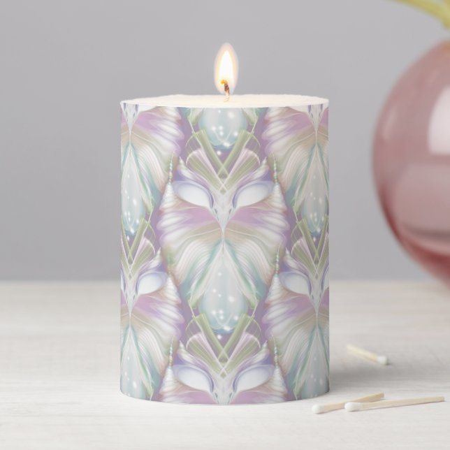 Pastel Purple Oracle Owl Pattern Pillar Candle (In Situ)