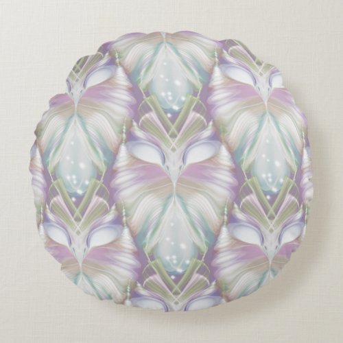 Pastel Purple Oracle Owl Pattern Round Pillow