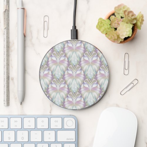 Pastel Purple Oracle Owl Pattern Wireless Charger