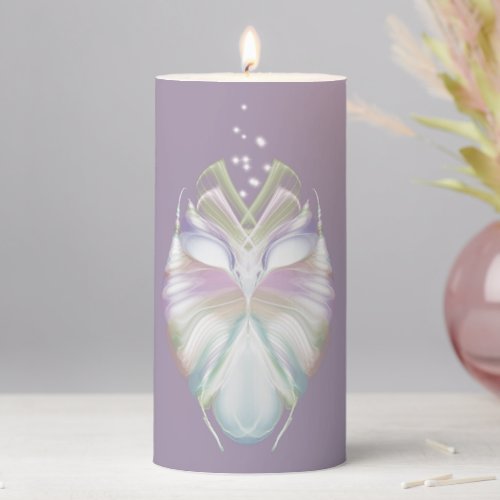 Pastel Purple Oracle Owl Pillar Candle