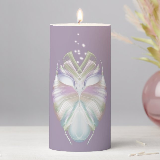 Pastel Purple Oracle Owl Pillar Candle (In Situ)