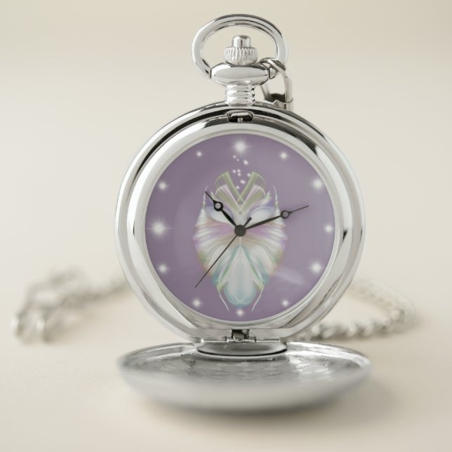 Pastel Purple Oracle Owl Pocket Watch (Inside)