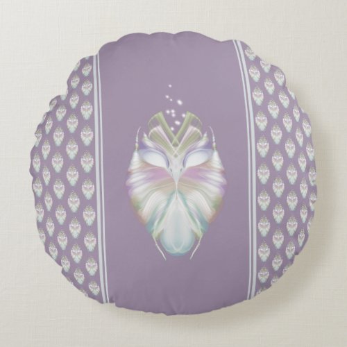 Pastel Purple Oracle Owl Round Pillow