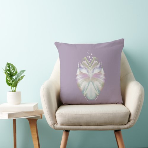 Pastel Purple Oracle Owl Two Looks in One Throw Pillow