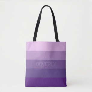 Pastel Purple Pink 5 Colors Name Personalized Tote Bag