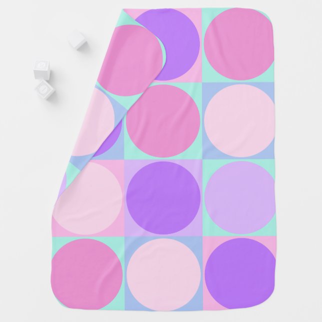 Pastel Purple Pink Aqua Geometric Circle Shape Art Baby Blanket (In Situ)
