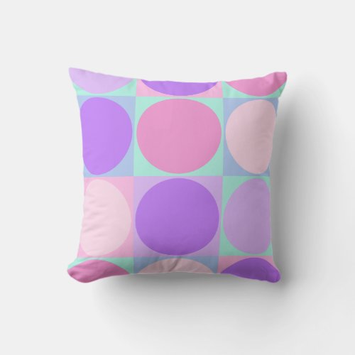 Pastel Purple Pink Aqua Geometric Circle Shape Art Throw Pillow