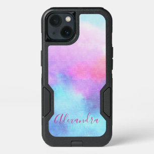 Pastel Purple Pink Blue Monogram Name iPhone 13 Case