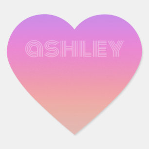 Pastel Purple Pink Coral Ombre - huge monogram Heart Sticker
