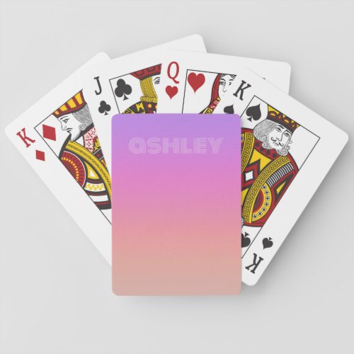 Pastel Purple Pink Coral Ombre _ huge monogram Playing Cards