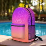 Pastel Purple Pink Coral Ombre - huge monogram Printed Backpack<br><div class="desc">A colorful pastel gradient with shades of purple, pink and coral. A huge name is on the front. It includes a houndstooth and chevron pattern. You can add a name, monogram or other custom text. If you need to move the art around, click on the customize button to make changes....</div>