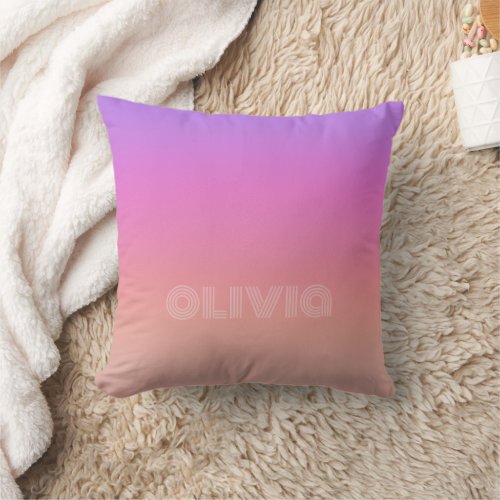 Pastel Purple Pink Coral Ombre _ huge monogram Throw Pillow