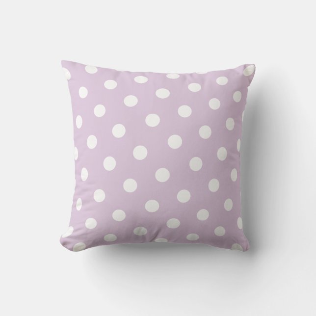 Pastel Purple Polka Dot Throw Pillow (Front)