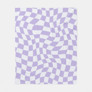 Pastel Purple Psychedelic Checkered Groovy Grid Pa Fleece Blanket