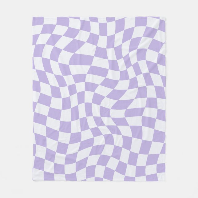 Pastel Purple Psychedelic Checkered Groovy Grid Pa Fleece Blanket (Front)