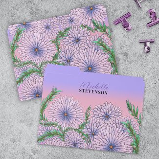 Pastel Purple Purple Flowers and Green Leaves 