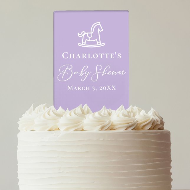 Pastel Purple Rocking Horse Baby Shower Custom Cake Topper (Creator Uploaded)