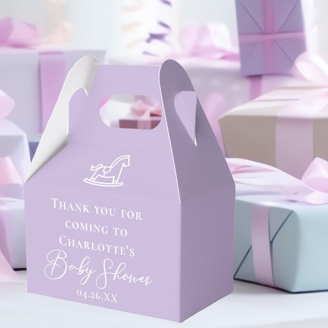 Pastel Purple Rocking Horse Baby Shower Custom Favor Boxes (Creator Uploaded)