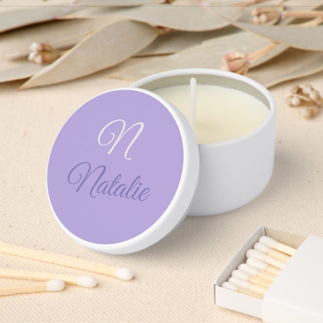 Pastel Purple solid color monogrammed  Mini Candle Favors (Insitu)