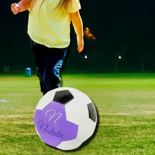 Pastel  Purple   solid color monogrammed Soccer Ball (Creator Uploaded)