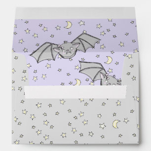 Pastel Purple Spooky Cute Bats Envelopes