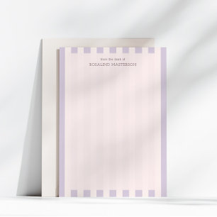Pastel Purple Stripes Elegant Monogram Note Card