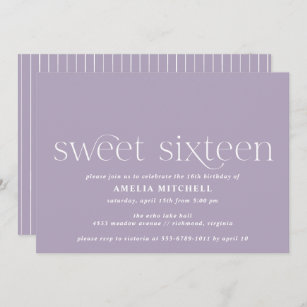 Pastel Purple Sweet Sixteen Lavender 16th Birthday Invitation