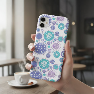 Pastel Purple Teal Hand Drawn Abstract Circles iPhone 17 Case