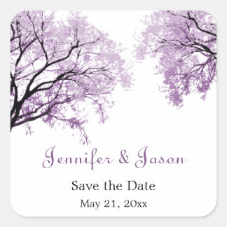 Pastel Purple Trees - Save the Date Stickers