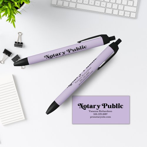 Pastel Purple Vintage Notary Public Company Black Ink Pen