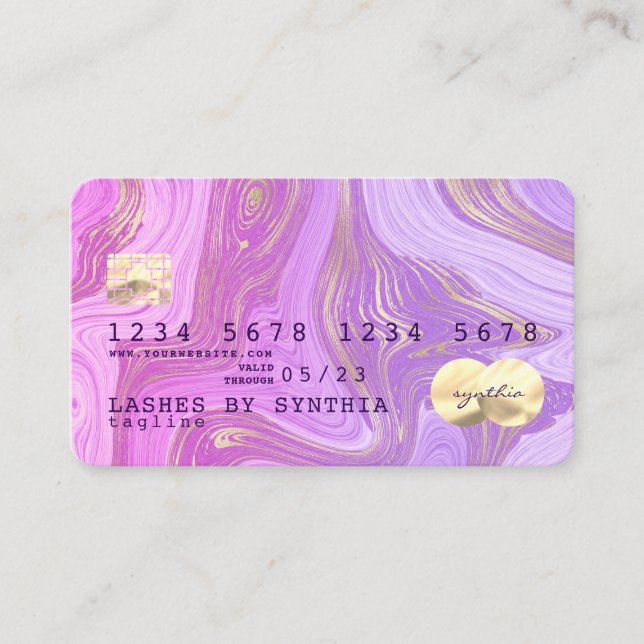 pastel purple violet lavender marble Credit Card (Front)