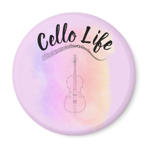 Pastel Purple Watercolor Cello Life Instrument Magnet