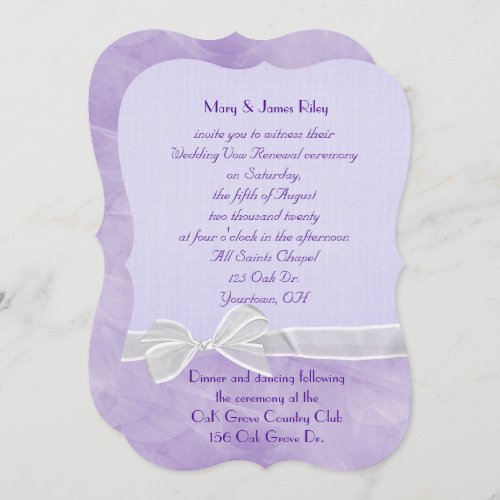 pastel purple Wedding Vow Renewal Ceremony Invitation