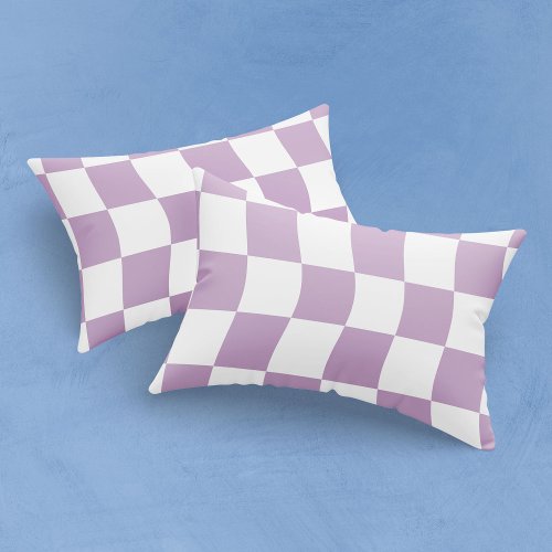 Pastel Purple White Simple Checker Pillow Case