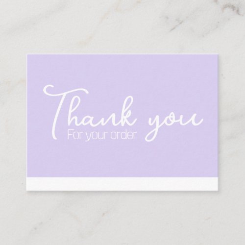 Pastel purple with logo feminine thank you note  business card