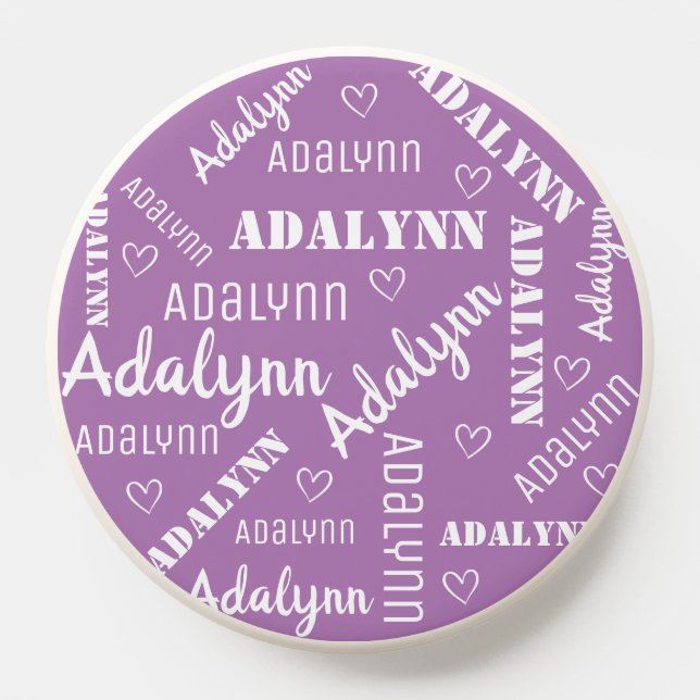 Pastel Purple Word Art Cloud Heart Name Custom PopSocket (Popsocket)