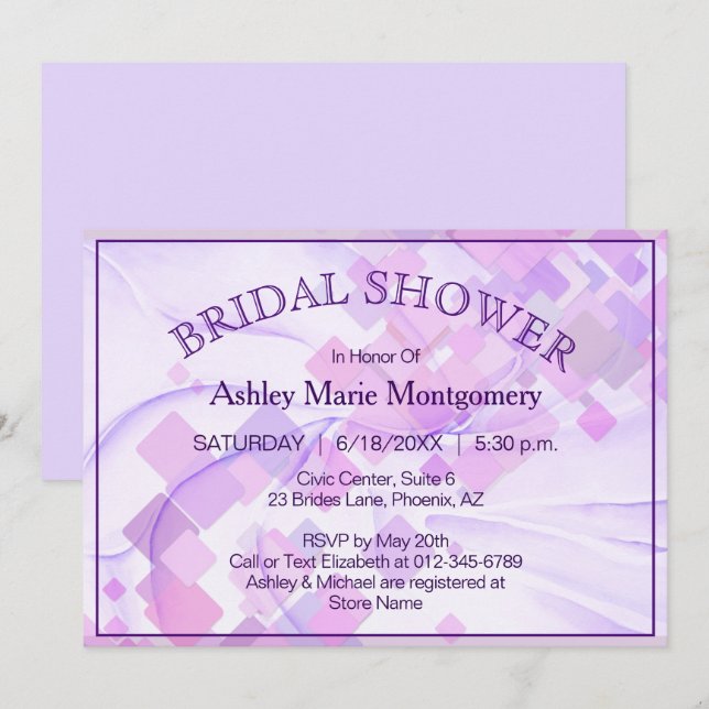 Pastel Purples Geometric Bridal Shower Custom Invitation (Front/Back)