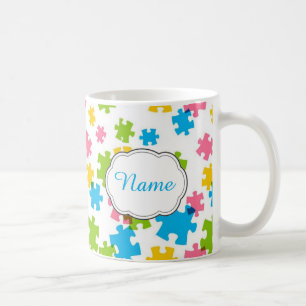 Pastel Puzzle Piece Personalized Mug