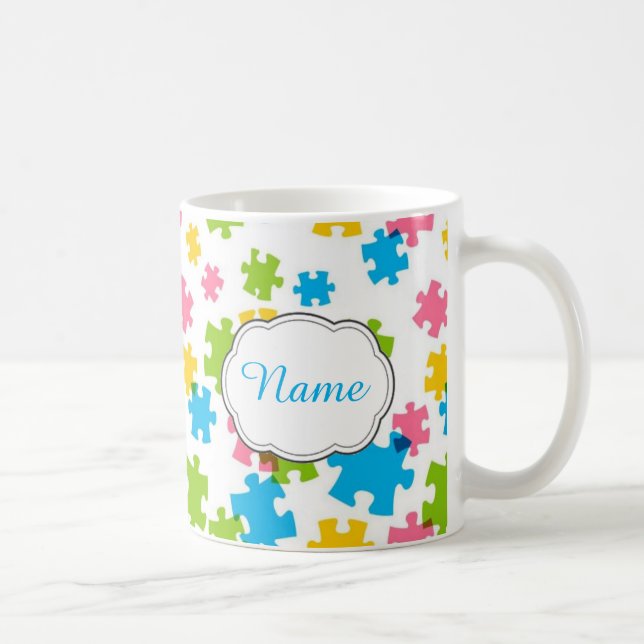 Pastel Puzzle Piece Personalized Mug (Right)
