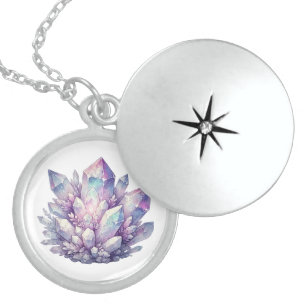 Pastel Quartz Cluster Locket Necklace