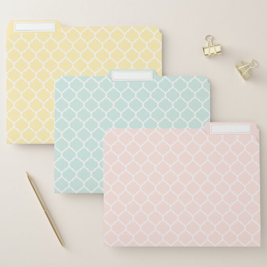 Pastel Quatrefoil Pattern File Folders