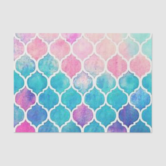 Pastel Quatrefoil Pattern Tissue Paper (Front)