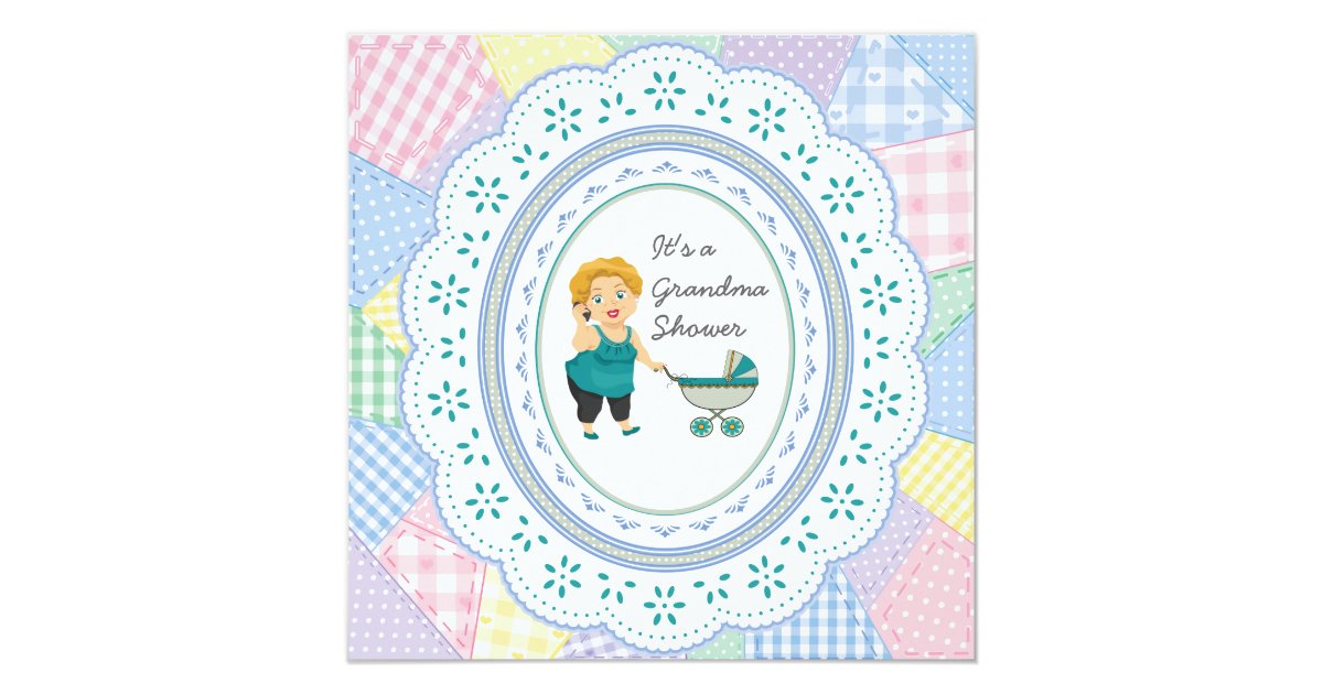 Pastel Quilt Grandma Baby Shower Invitation Zazzle Com