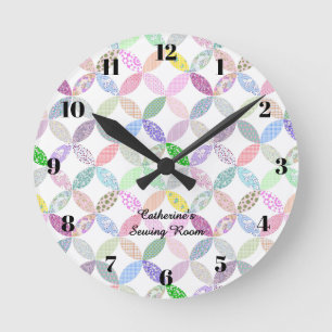 Pastel quilting clock sewing room quilt decor