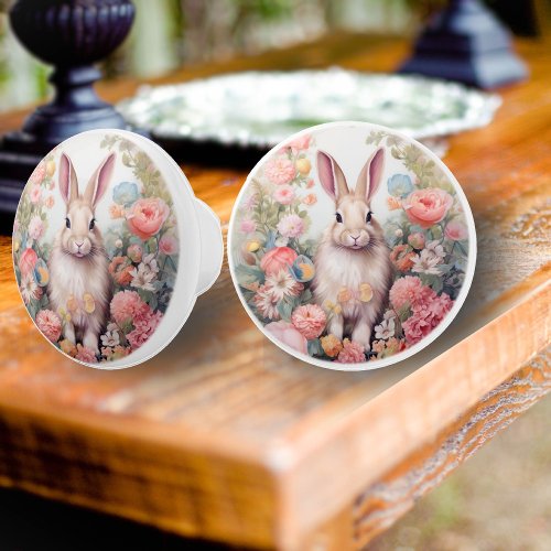 Pastel Rabbit Ceramic Knob