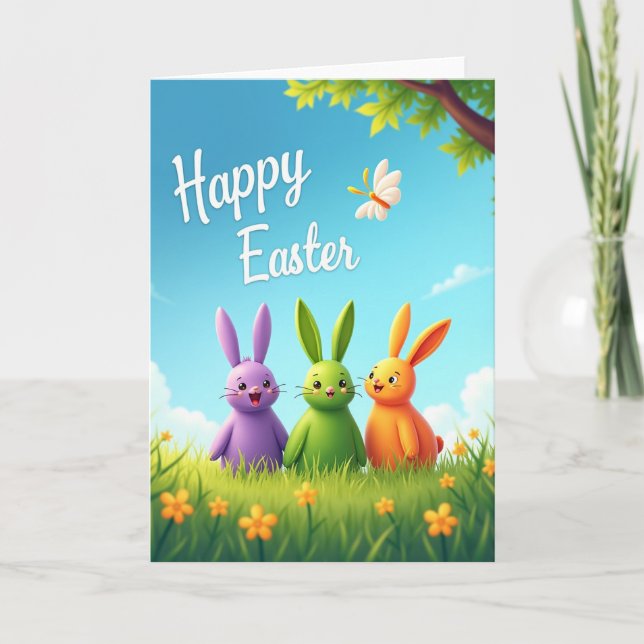 Pastel Rabbit Easter Day Card (Front)