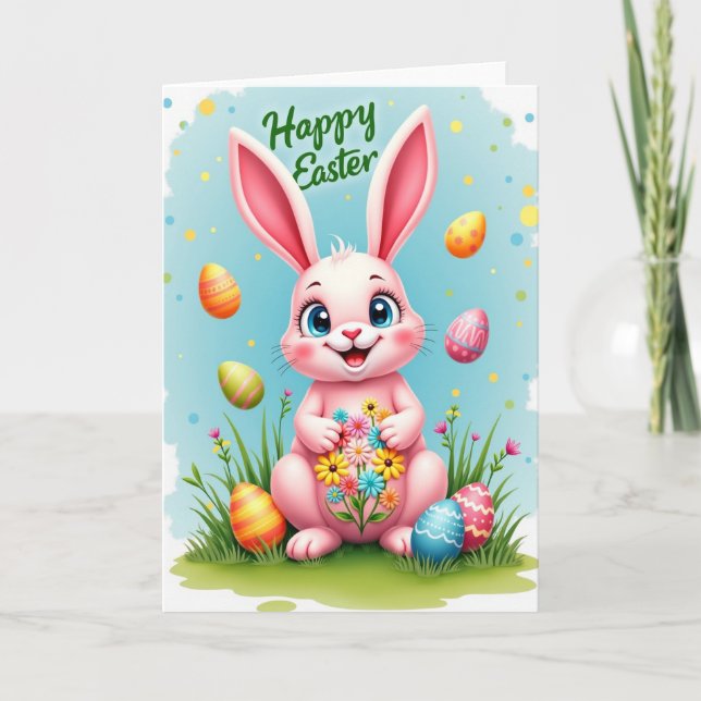 Pastel Rabbit Springtime Card (Front)